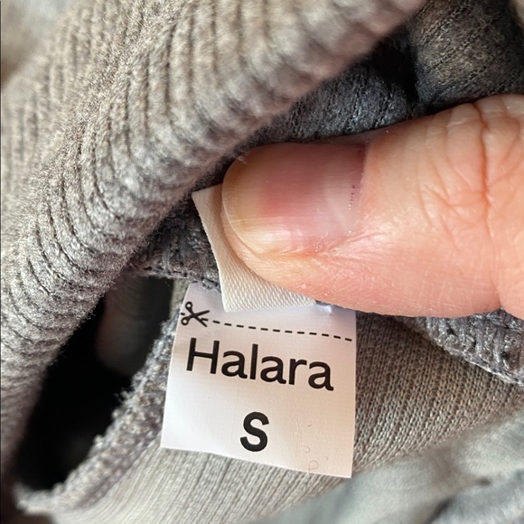 Halara Ribbed High Waisted Tummy Control Drawstring Wide Leg Gray Trousers - Picture 6 of 11